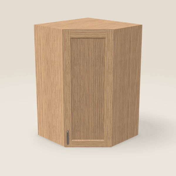 27" Wall Diagonal Corner — 42" High, 15" Deep — Homestead Oak, 3D picture