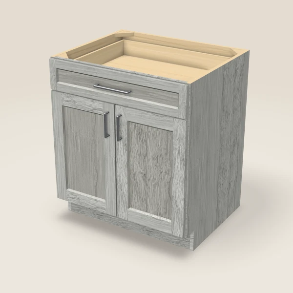 30" Base Cabinet — Double Door — Nova Light Grey, 3D picture