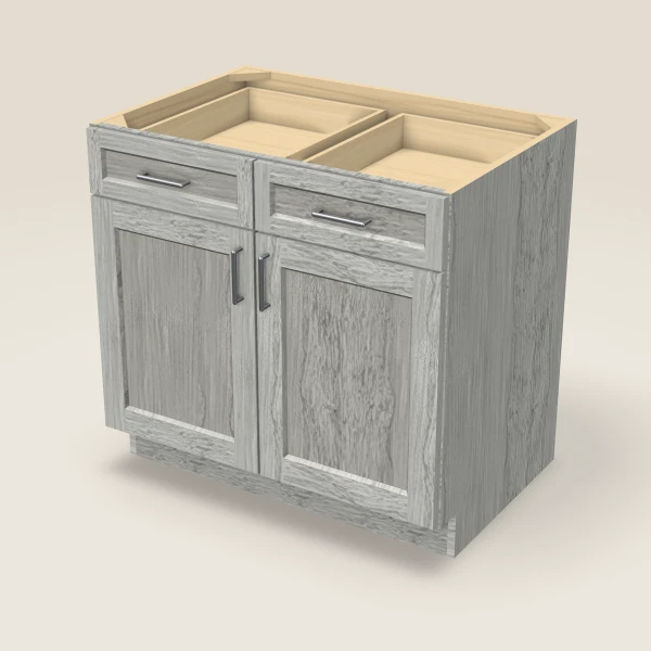 36" Base Cabinet — Double Door — Nova Light Grey, 3D picture