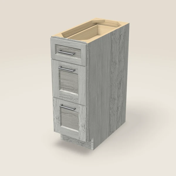 12" 3-Drawer Base — Nova Light Grey, 3D picture