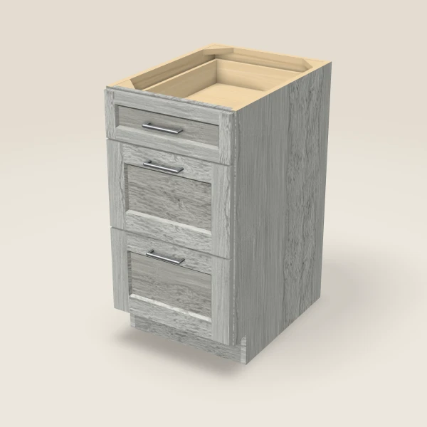 18" 3-Drawer Base — Nova Light Grey, 3D picture