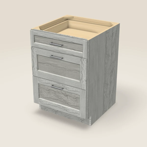 24" 3-Drawer Base — Nova Light Grey, 3D picture