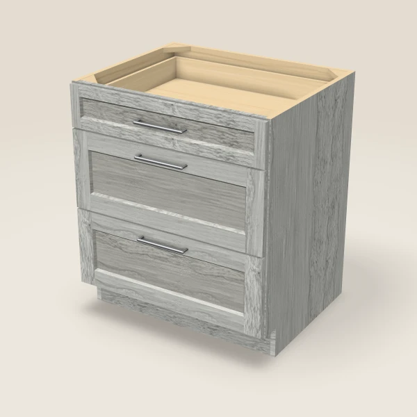 30" 3-Drawer Base — Nova Light Grey, 3D picture
