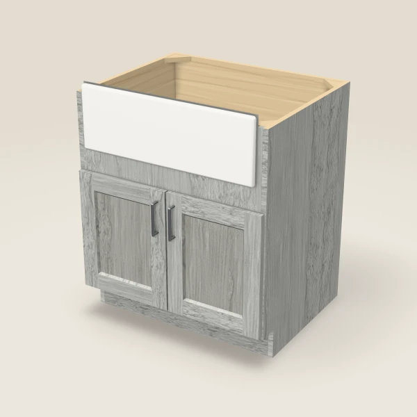 30" Farm Sink Base — Nova Light Grey, 3D picture