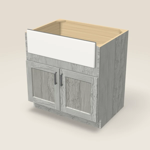 33" Farm Sink Base — Nova Light Grey, 3D picture
