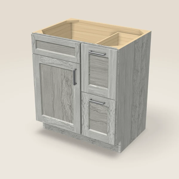 30" Vanity with Drawers Right — Nova Light Grey, 3D picture
