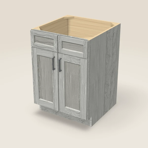 24" Sink Base — Double Door — Nova Light Grey, 3D picture