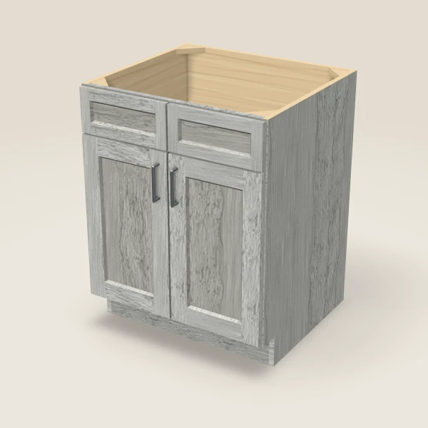 27" Sink Base — Double Door — Nova Light Grey, 3D picture