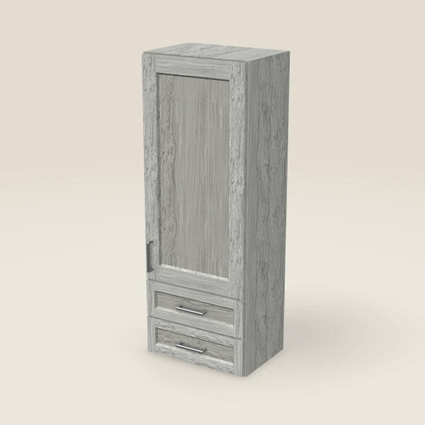 18" Wall Cabinet with 2 Drawers — 48" High — Nova Light Grey, 3D picture