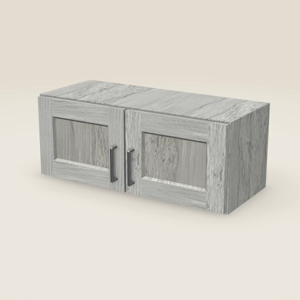 30" Wall Cabinet — 12" High, Double Door — Nova Light Grey, 3D picture
