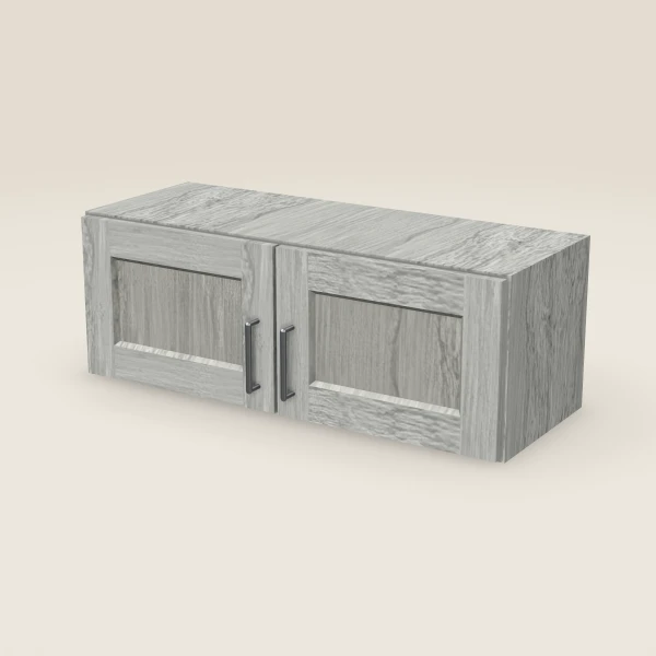 33" Wall Cabinet — 12" High, Double Door — Nova Light Grey, 3D picture