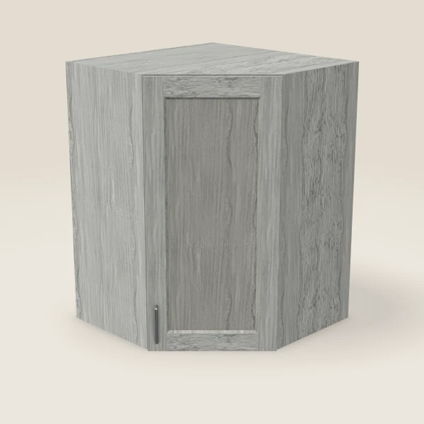 27" Wall Diagonal Corner — 36" High, 15" Deep — Nova Light Grey, 3D picture