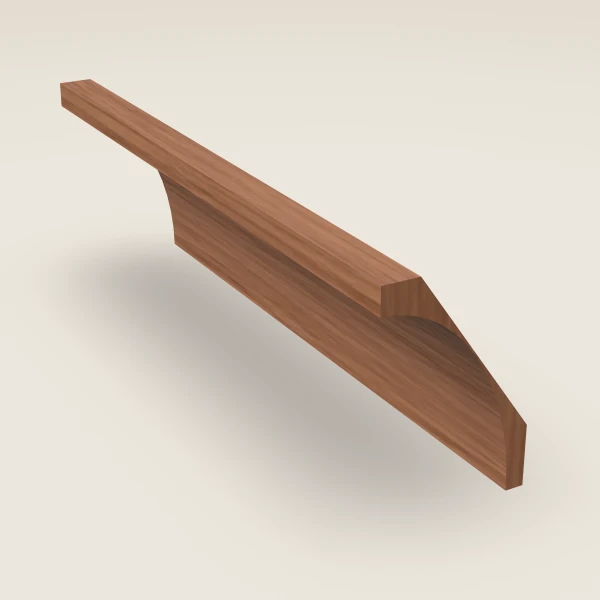 Large Cove Crown Molding — 4" × 96" — Woodland Brown, 3D picture