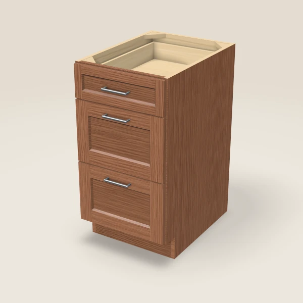 18" 3-Drawer Base — Woodland Brown, 3D picture