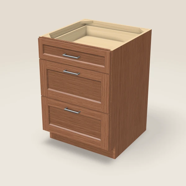 24" 3-Drawer Base — Woodland Brown, 3D picture