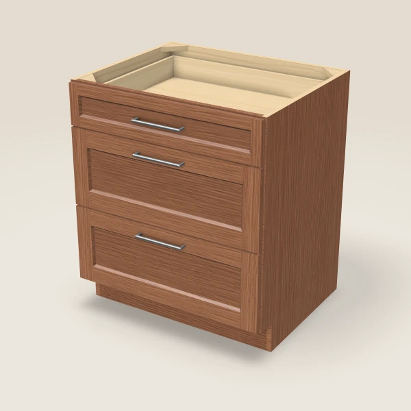 30" 3-Drawer Base — Woodland Brown, 3D picture