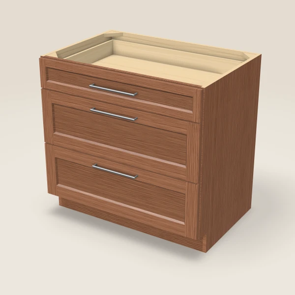 36" 3-Drawer Base — Woodland Brown, 3D picture