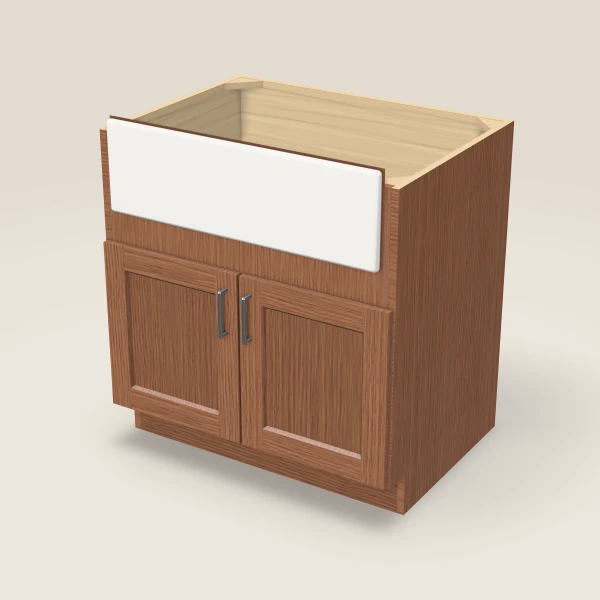 33" Farm Sink Base — Woodland Brown, 3D picture