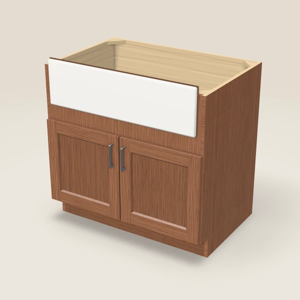 36" Farm Sink Base — Woodland Brown, 3D picture