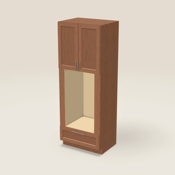 33" Oven Cabinet with Microwave Opening — 90" High — Woodland Brown, 3D picture