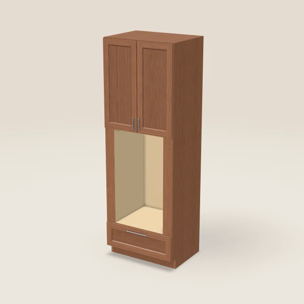 33" Oven Cabinet with Microwave Opening — 96" High — Woodland Brown, 3D picture
