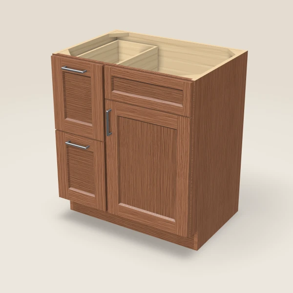 30" Vanity with Drawers Left — Woodland Brown, 3D picture