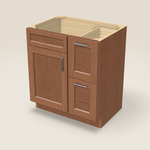 30" Vanity with Drawers Right — Woodland Brown, 3D picture