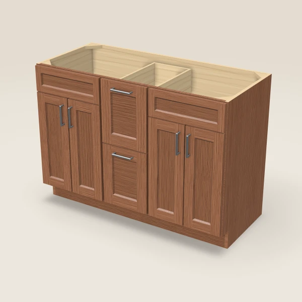 48" Vanity with Drawers Both Sides — Woodland Brown, 3D picture