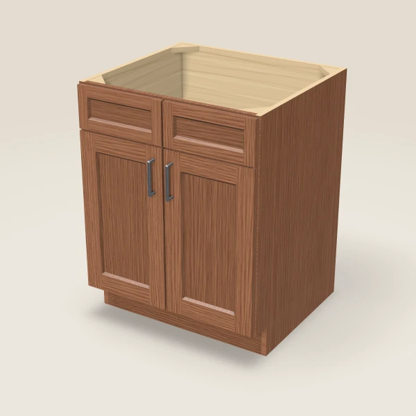 27" Sink Base — Double Door — Woodland Brown, 3D picture