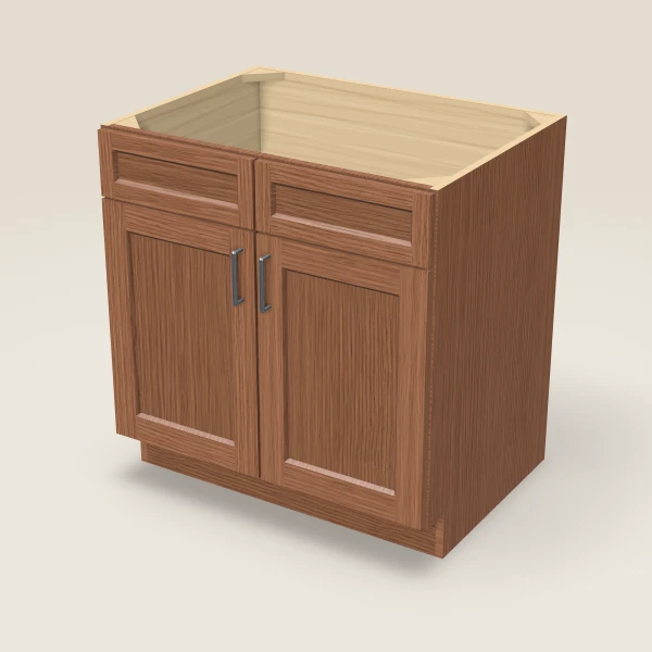 33" Sink Base — Double Door — Woodland Brown, 3D picture