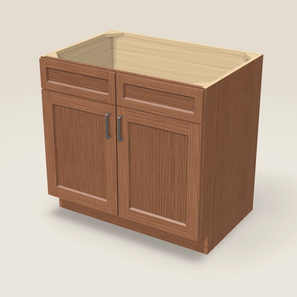 36" Sink Base — Double Door — Woodland Brown, 3D picture