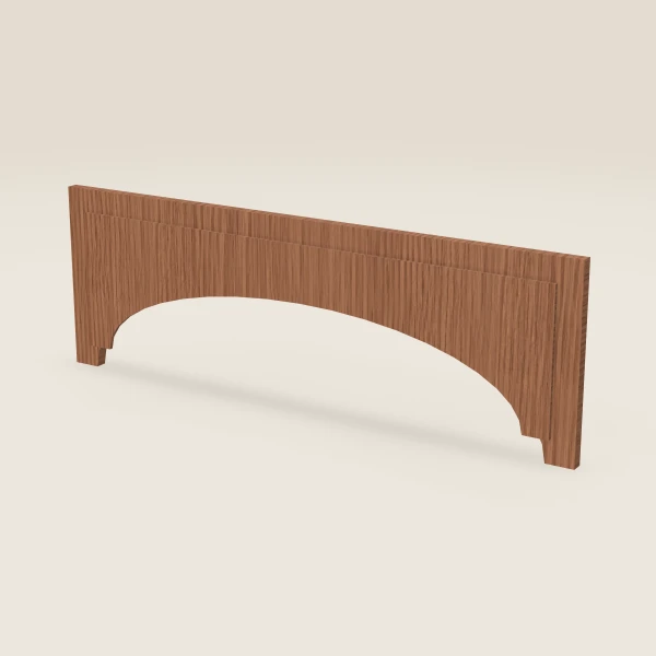 36" Arched Raised-Panel Valance — 12" to 8" High — Woodland Brown, 3D picture