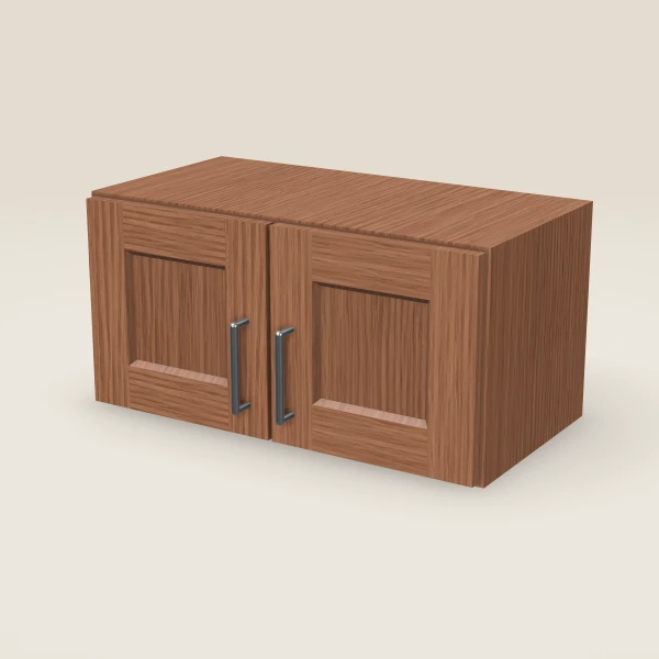 24" Wall Cabinet — 12" High, Double Door — Woodland Brown, 3D picture