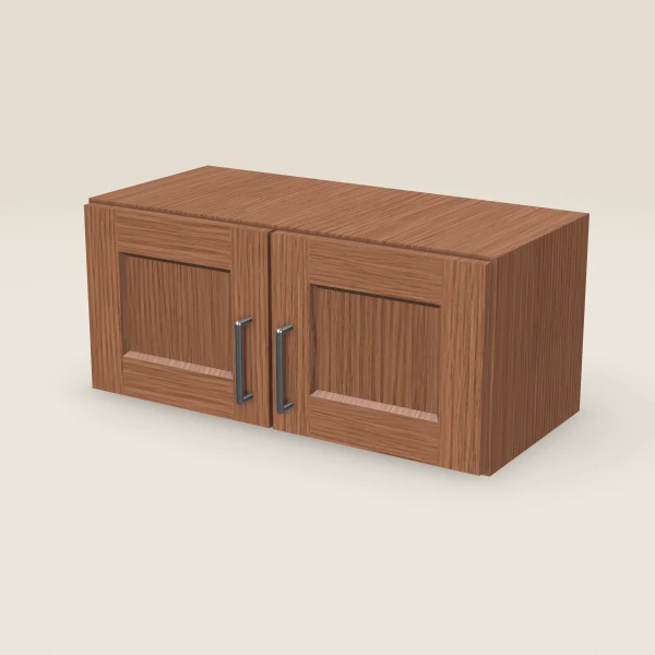 27" Wall Cabinet — 12" High, Double Door — Woodland Brown, 3D picture