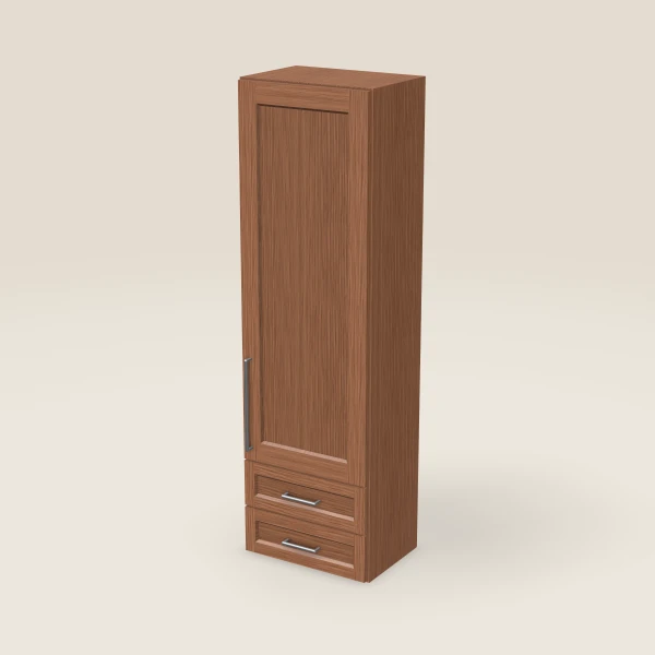 18" Wall Cabinet with 2 Drawers — 60" High — Woodland Brown, 3D picture