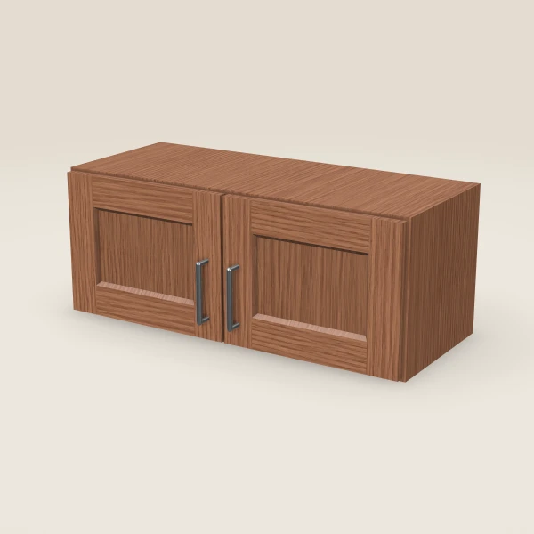 30" Wall Cabinet — 12" High, Double Door — Woodland Brown, 3D picture