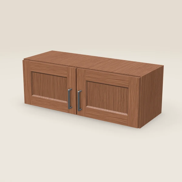33" Wall Cabinet — 12" High, Double Door — Woodland Brown, 3D picture