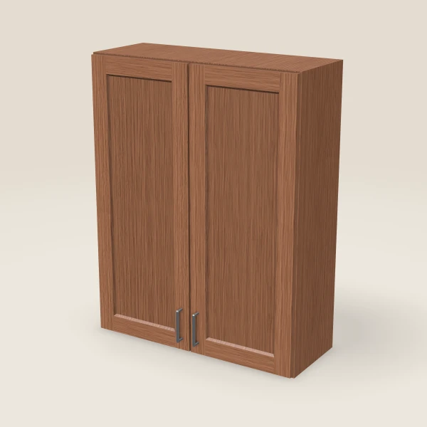33" Wall Cabinet — 42" High, Double Door — Woodland Brown, 3D picture