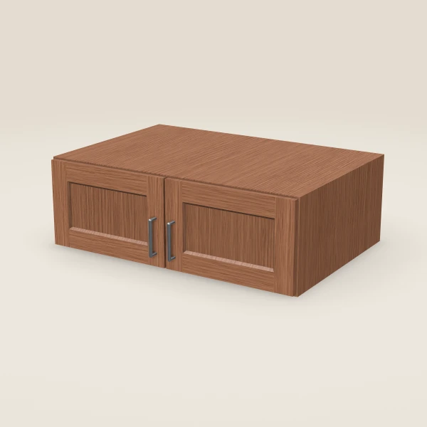 36" Wall Cabinet — 12" High, 24" Deep, Double Door — Woodland Brown, 3D picture