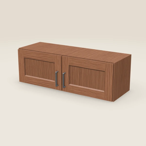 36" Wall Cabinet — 12" High, Double Door — Woodland Brown, 3D picture