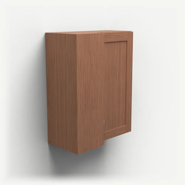 24" Wall Corner Cabinet, Bi-Fold Door — 30" High — Woodland Brown, 3D picture