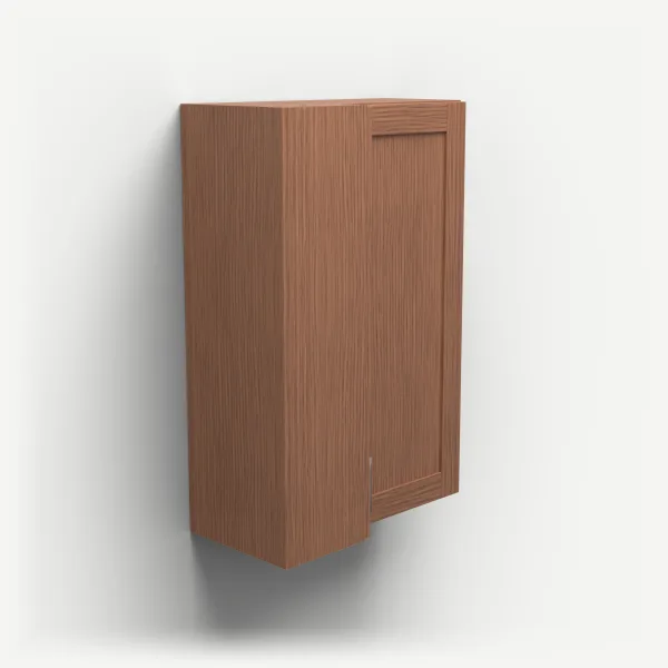 24" Wall Corner Cabinet, Bi-Fold Door — 36" High — Woodland Brown, 3D picture