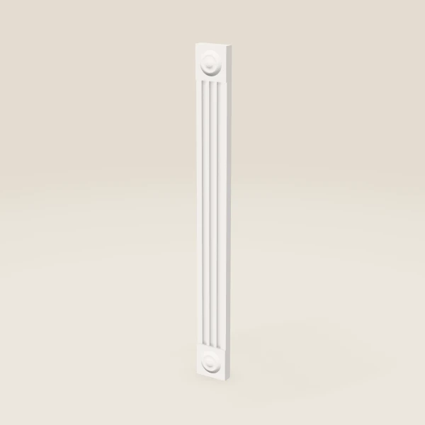3" Fluted Wall Filler with Rosettes — 30" High — Ice White, 3D picture