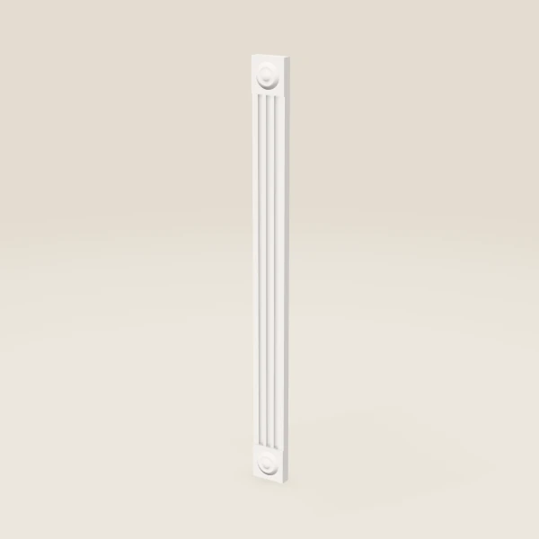 3" Fluted Wall Filler with Rosettes — 36" High — Ice White, 3D picture