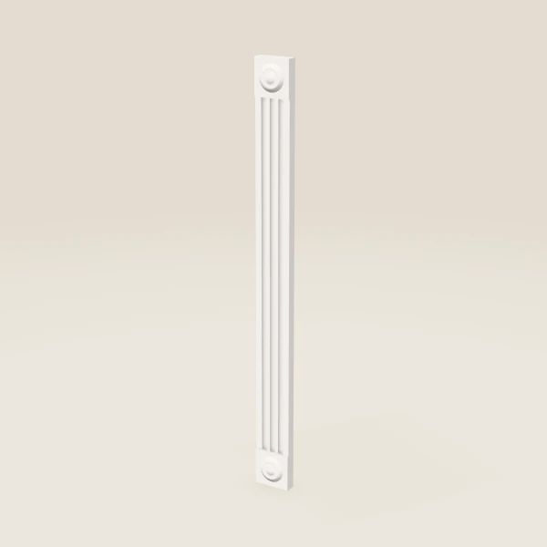 3" Fluted Base Filler with Rosettes — Ice White, 3D picture