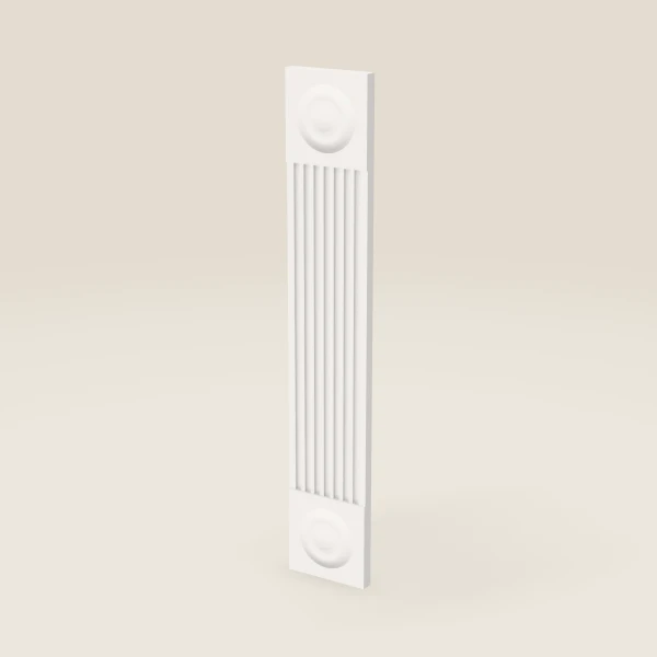 6" Fluted Base Filler with Rosettes — Ice White, 3D picture