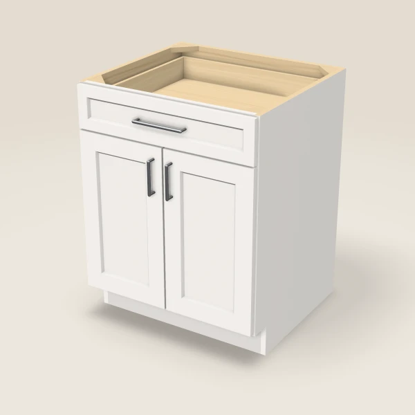 27" Base Cabinet — Double Door — Ice White, 3D picture