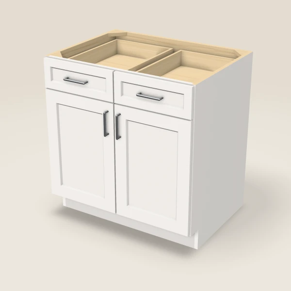 33" Base Cabinet — Double Door — Ice White, 3D picture