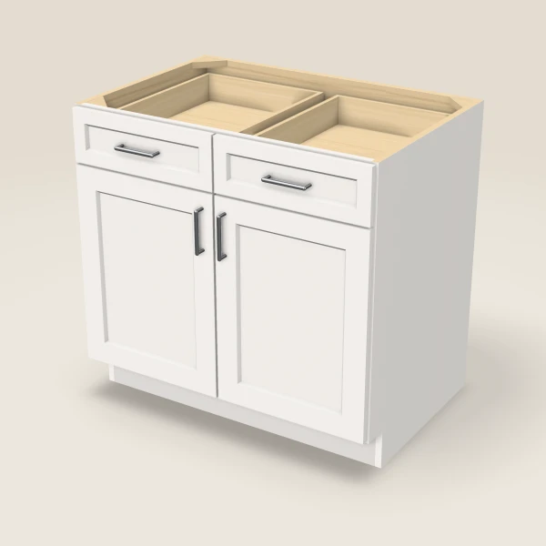 36" Base Cabinet — Double Door — Ice White, 3D picture