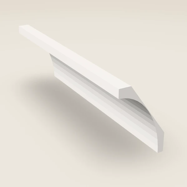 Large Cove Crown Molding — 4" × 96" — Ice White, 3D picture